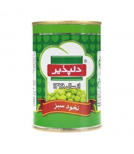 كنسرو نخود سبز(نخود فرنگي) دلپذير 410گ24ع 140ف